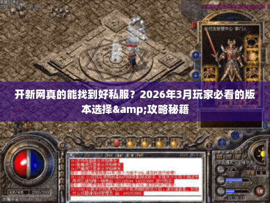 开新网真的能找到好私服？2026年3月玩家必看的版本选择&攻略秘籍