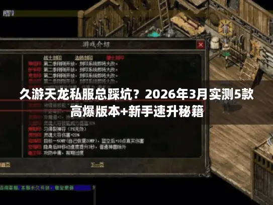 久游天龙私服总踩坑？2026年3月实测5款高爆版本+新手速升秘籍
