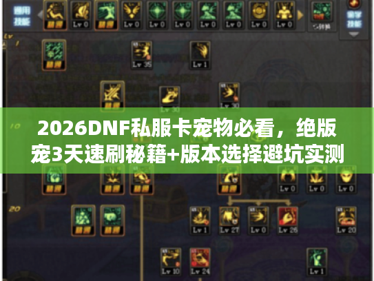2026DNF私服卡宠物必看，绝版宠3天速刷秘籍+版本选择避坑实测