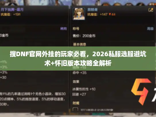 搜DNF官网外挂的玩家必看，2026私服选服避坑术+怀旧版本攻略全解析
