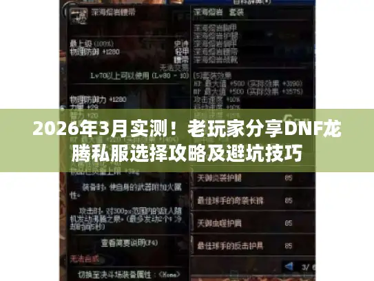 2026年3月实测！老玩家分享DNF龙腾私服选择攻略及避坑技巧