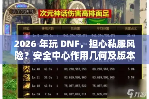 2026 年玩 DNF,担心私服风险?安全中心作用几何及版本选攻略避坑技巧 2026 年玩 DNF,担心私服风险?安全中心作用几何及版本选攻略避坑技巧