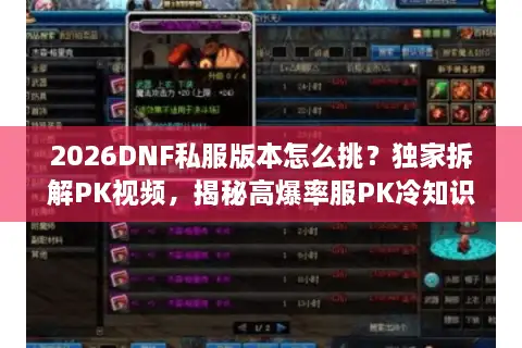 2026DNF私服版本怎么挑？独家拆解PK视频，揭秘高爆率服PK冷知识
