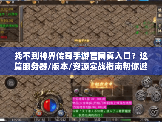 找不到神界传奇手游官网真入口？这篇服务器/版本/资源实战指南帮你避坑