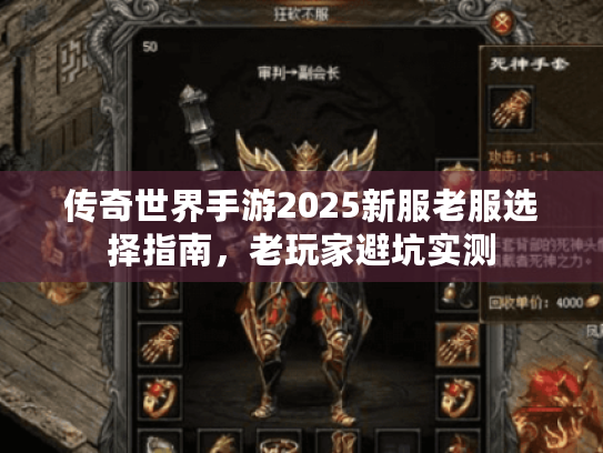 传奇世界手游2025新服老服选择指南，老玩家避坑实测