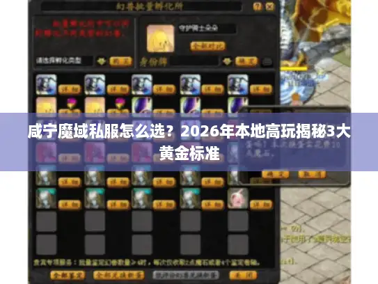 咸宁魔域私服怎么选？2026年本地高玩揭秘3大黄金标准