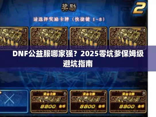 DNF公益服哪家强？2025零坑爹保姆级避坑指南
