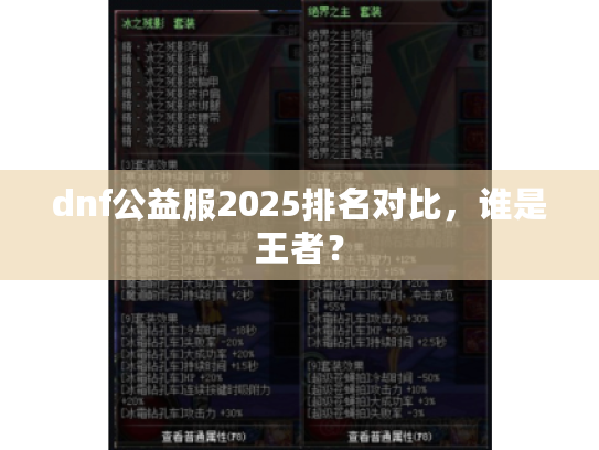 dnf公益服2025排名对比，谁是王者？