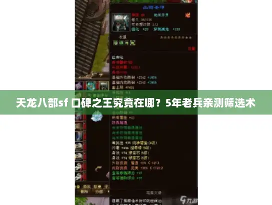 天龙八部sf 口碑之王究竟在哪？5年老兵亲测筛选术