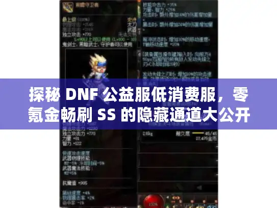 探秘 DNF 公益服低消费服，零氪金畅刷 SS 的隐藏通道大公开！