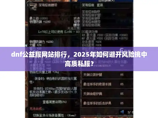 dnf公益服网站排行，2025年如何避开风险挑中高质私服？