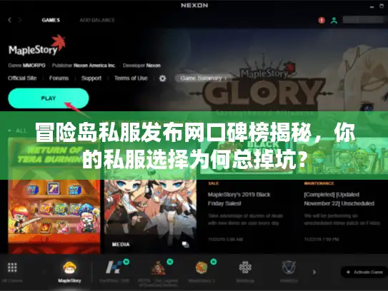 冒险岛私服发布网口碑榜揭秘，你的私服选择为何总掉坑？