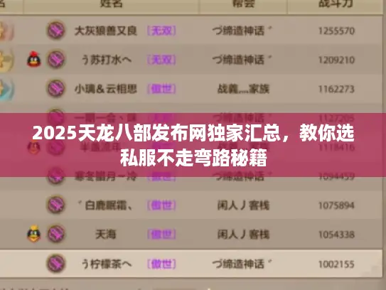 2025天龙八部发布网独家汇总，教你选私服不走弯路秘籍