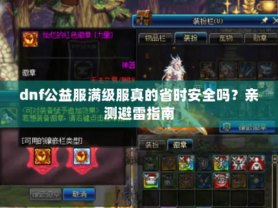 dnf公益服满级服真的省时安全吗？亲测避雷指南