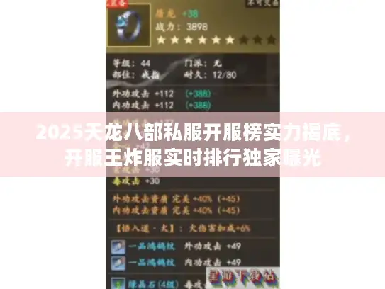 2025天龙八部私服开服榜实力揭底，开服王炸服实时排行独家曝光