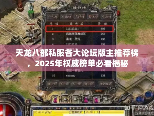 天龙八部私服各大论坛版主推荐榜,2025年权威榜单必看揭秘 天龙八部私服各大论坛版主推荐榜,2025年权威榜单必看揭秘