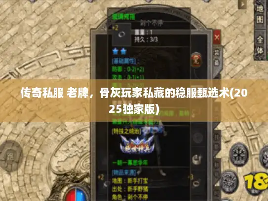 传奇私服 老牌，骨灰玩家私藏的稳服甄选术(2025独家版)