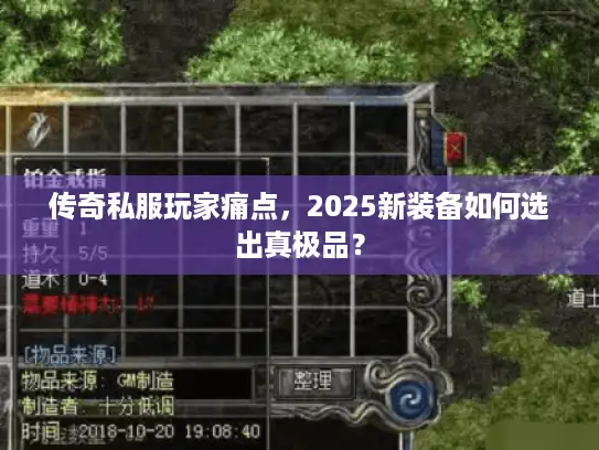传奇私服玩家痛点，2025新装备如何选出真极品？