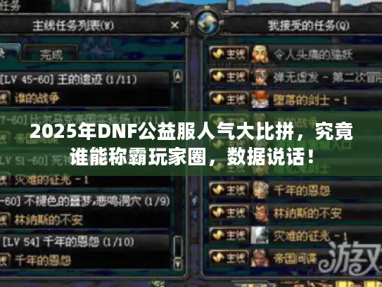 2025年DNF公益服人气大比拼，究竟谁能称霸玩家圈，数据说话！