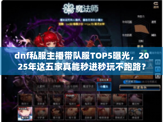 dnf私服主播带队服TOP5曝光，2025年这五家真能秒进秒玩不跑路？