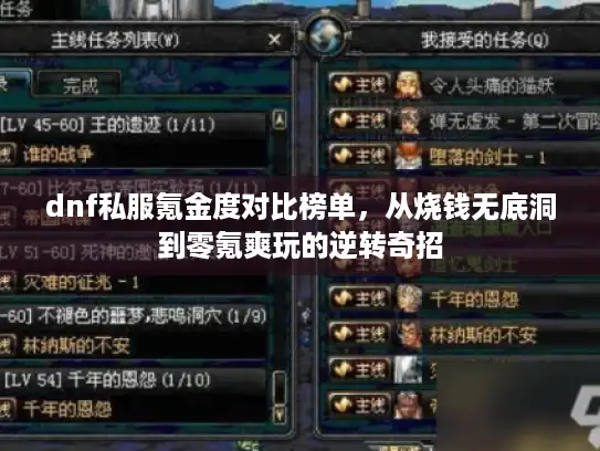 dnf私服氪金度对比榜单，从烧钱无底洞到零氪爽玩的逆转奇招