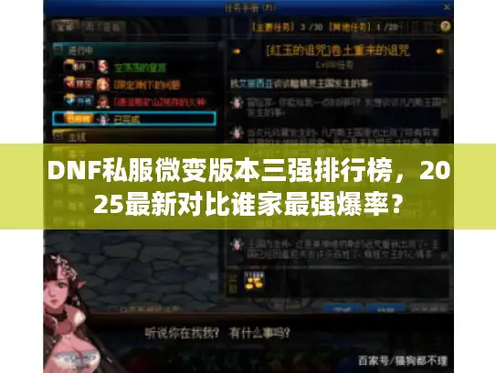 DNF私服微变版本三强排行榜，2025最新对比谁家最强爆率？