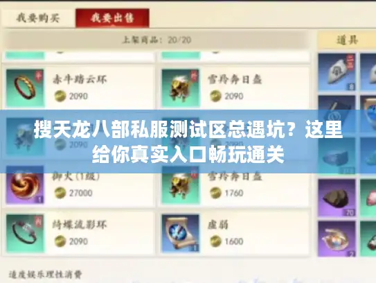 搜天龙八部私服测试区总遇坑？这里给你真实入口畅玩通关