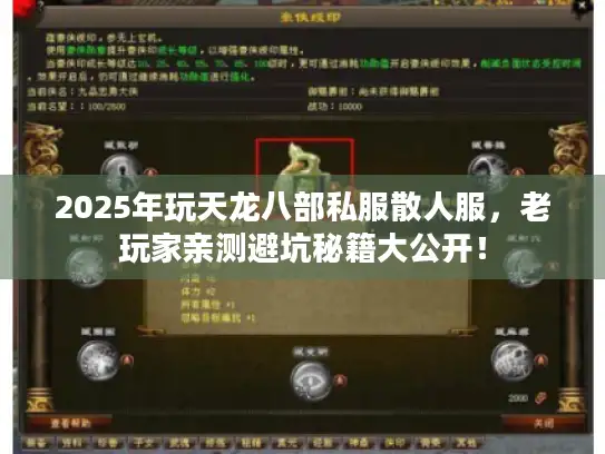 2025年玩天龙八部私服散人服，老玩家亲测避坑秘籍大公开！
