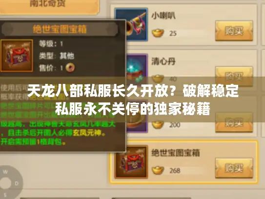 天龙八部私服长久开放？破解稳定私服永不关停的独家秘籍