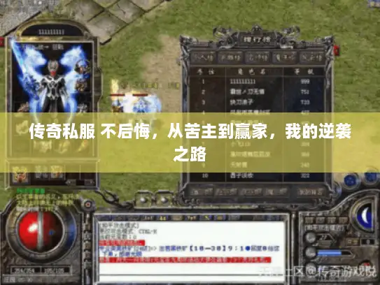 传奇私服 不后悔,从苦主到赢家,我的逆袭之路 传奇私服 不后悔,从苦主到赢家,我的逆袭之路