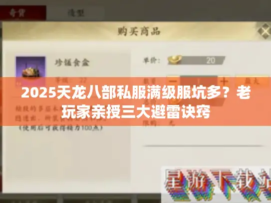 2025天龙八部私服满级服坑多？老玩家亲授三大避雷诀窍