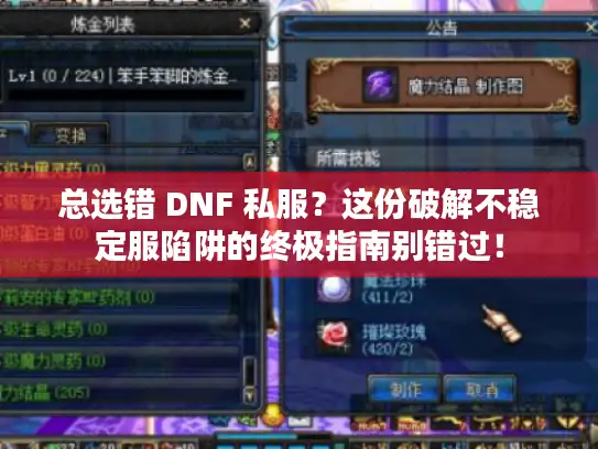 总选错 DNF 私服？这份破解不稳定服陷阱的终极指南别错过！