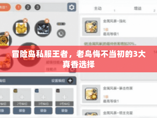 冒险岛私服王者，老鸟悔不当初的3大真香选择