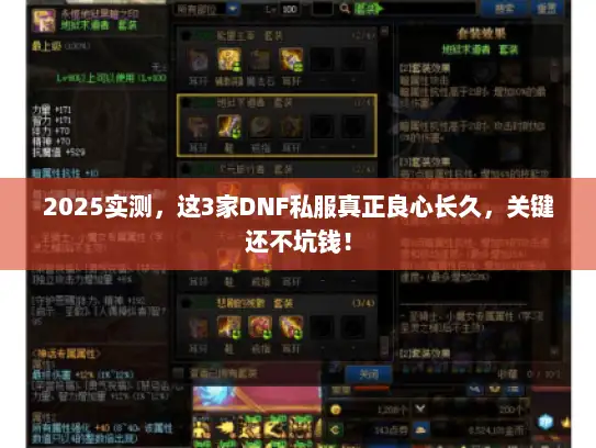2025实测，这3家DNF私服真正良心长久，关键还不坑钱！