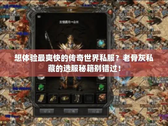 想体验最爽快的传奇世界私服？老骨灰私藏的选服秘籍别错过！