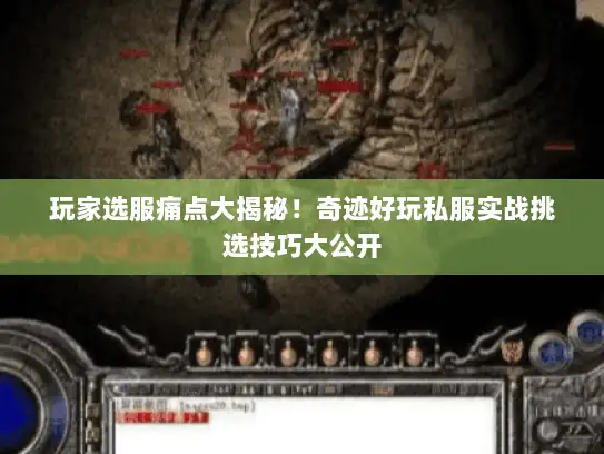 玩家选服痛点大揭秘！奇迹好玩私服实战挑选技巧大公开