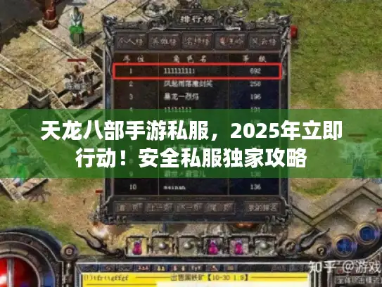 天龙八部手游私服，2025年立即行动！安全私服独家攻略