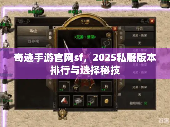 奇迹手游官网sf，2025私服版本排行与选择秘技