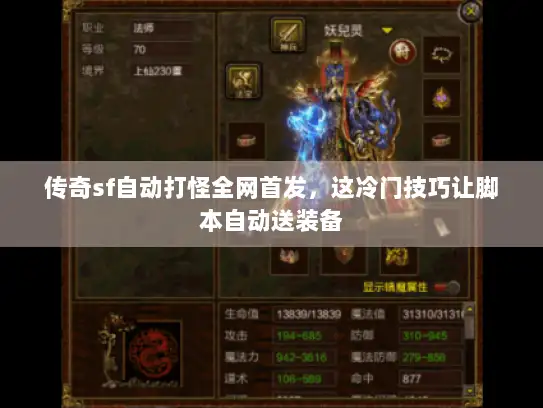 传奇sf自动打怪全网首发，这冷门技巧让脚本自动送装备