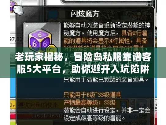老玩家揭秘，冒险岛私服靠谱客服5大平台，助你避开入坑陷阱！