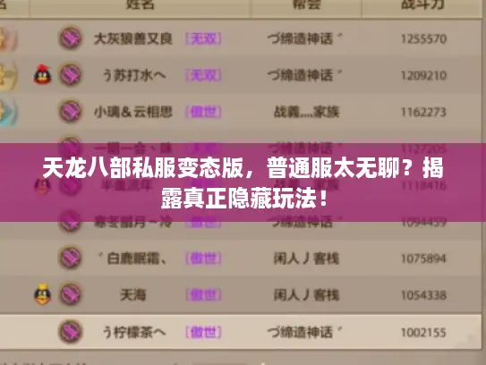 天龙八部私服变态版，普通服太无聊？揭露真正隐藏玩法！