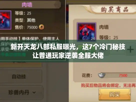 新开天龙八部私服曝光，这7个冷门秘技让普通玩家逆袭全服大佬