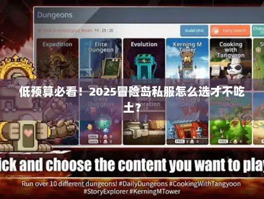 低预算必看！2025冒险岛私服怎么选才不吃土？