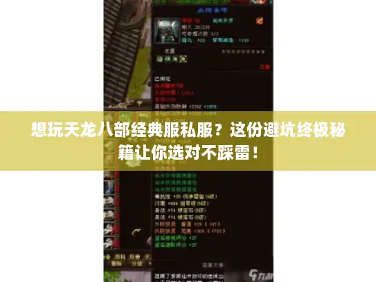 想玩天龙八部经典服私服？这份避坑终极秘籍让你选对不踩雷！