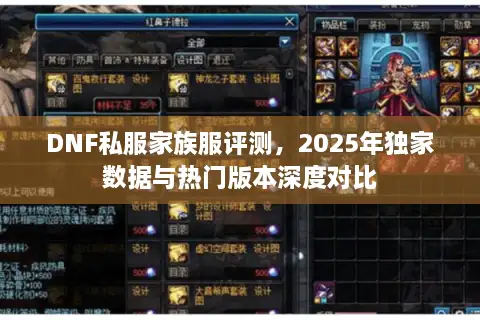 DNF私服家族服评测，2025年独家数据与热门版本深度对比
