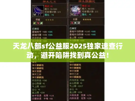 天龙八部sf公益服2025独家速查行动，避开陷阱找到真公益！