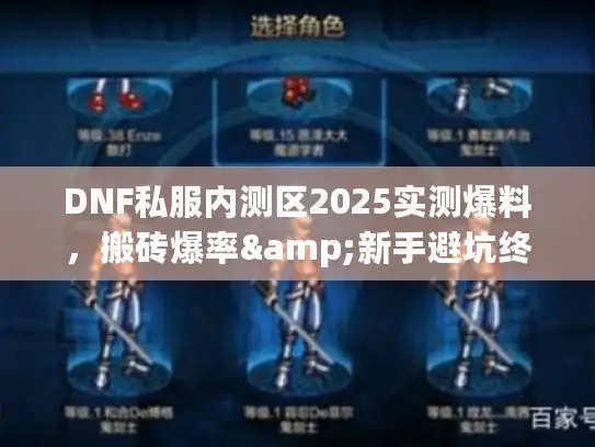 DNF私服内测区2025实测爆料，搬砖爆率&新手避坑终极选服法