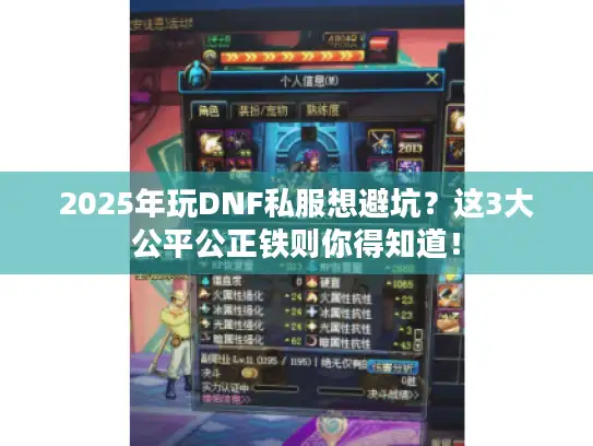 2025年玩DNF私服想避坑？这3大公平公正铁则你得知道！