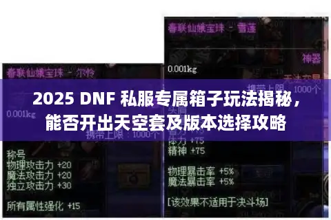 2025 DNF 私服专属箱子玩法揭秘，能否开出天空套及版本选择攻略