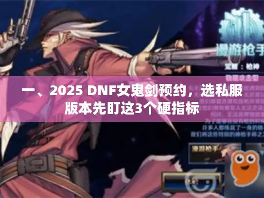 一、2025 DNF女鬼剑预约，选私服版本先盯这3个硬指标